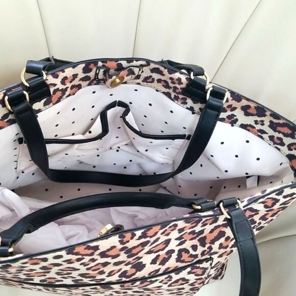 BLACK AND TAN LEOPARD PRINT LARGE BAG!!! NWT!!! - Picture 5 of 8
